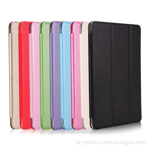 Factory Price Silk Texture Ultra Slim Tripled Folding Flip Cover Smart Auto Wake Up Case For iPad Pro Tablet